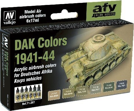 Vallejo - Maling Sæt Til Modelhobby - Dak Colors 1941-44 - 6x71 Ml