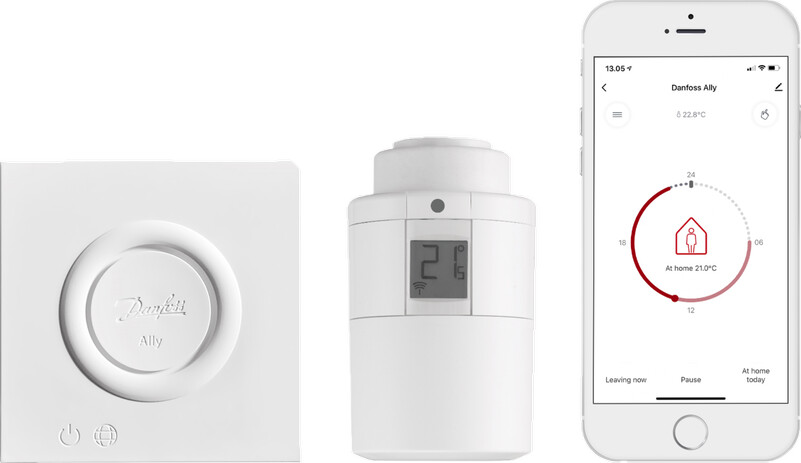 Danfoss Ally Starter Pack med 1 stk. Ally gateway og 1 stk. Ally elektronisk radiatortermostat