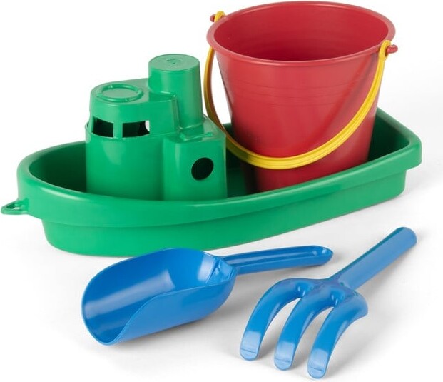Dantoy - Strandsæt Til Børn - Båd Spand Skovl Rive - 4 Dele
