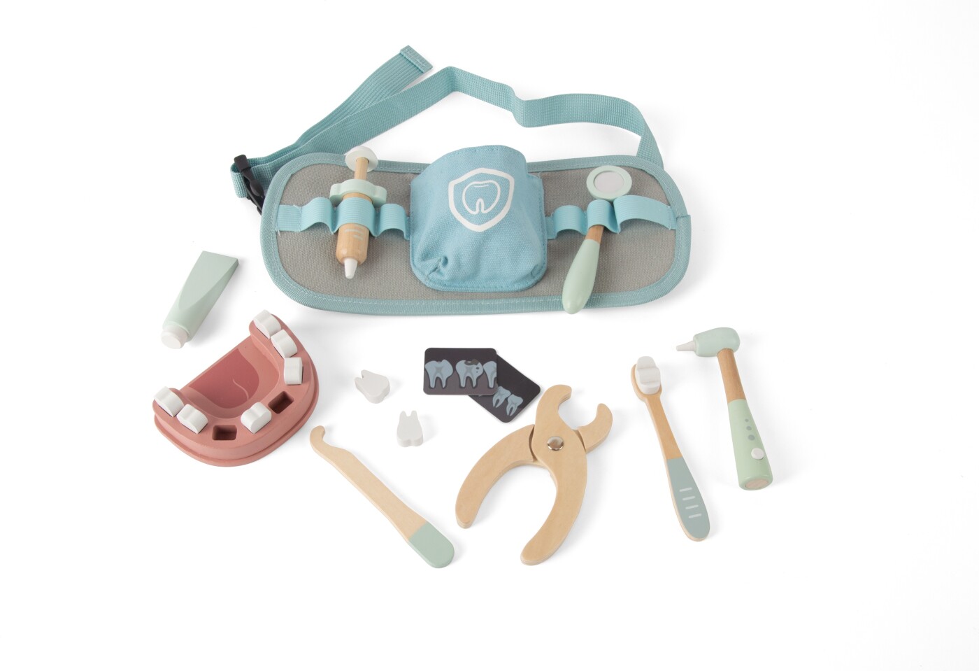 Dantoy - Tandlæge Sæt - Legetøj Til Børn - Træ - 19 Dele