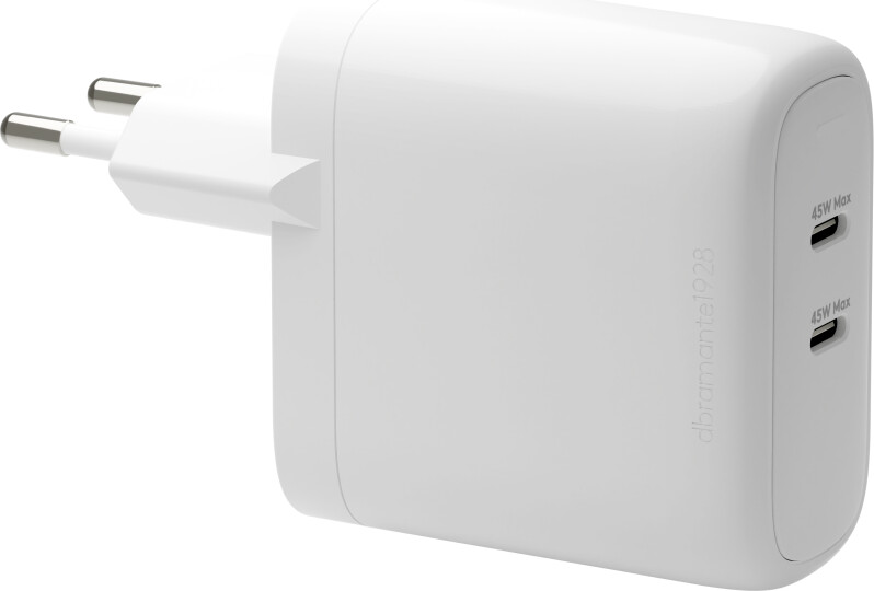 Dbramante1928 - Re-charge - Eu Vægoplader - 2x Usb-c 45w - Hvid