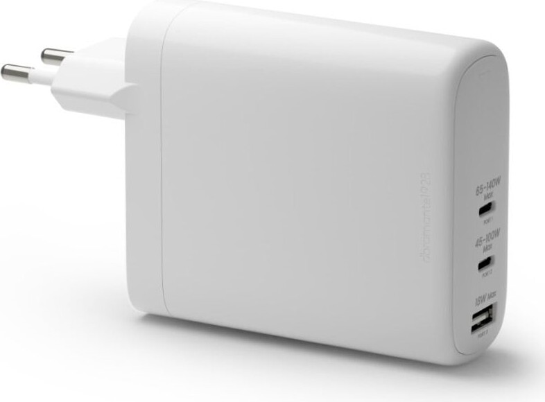 Dbramante1928 - Re-charge - Vægoplader Gan - Usb-c 140w+100w+18w Eu - Hvid