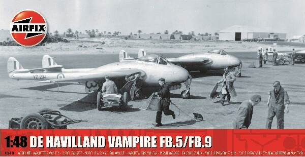 Se Airfix - De Havilland Vampire Fb.5 Fb.9 Modelfly Byggesæt - 1:48 - A06108 hos Gucca.dk