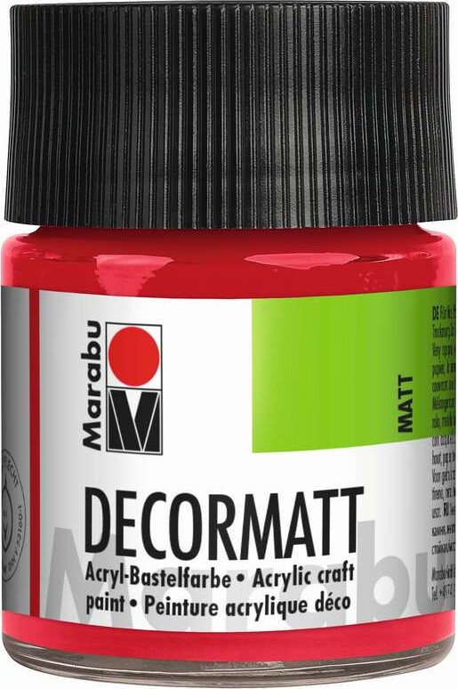 Marabu - Decormatt Mat Akrylmaling - Kirsebærrød - 50 Ml