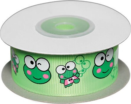 Dekobånd Lime M/frøer 25mm 10m - Polyester