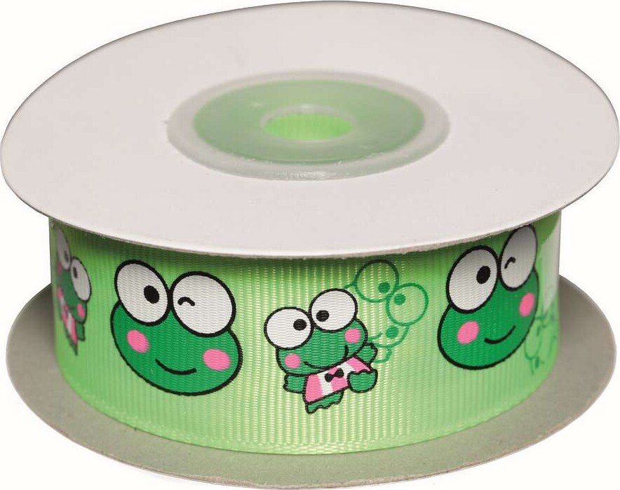 Dekobånd Lime M/frøer 25mm 10m - Polyester