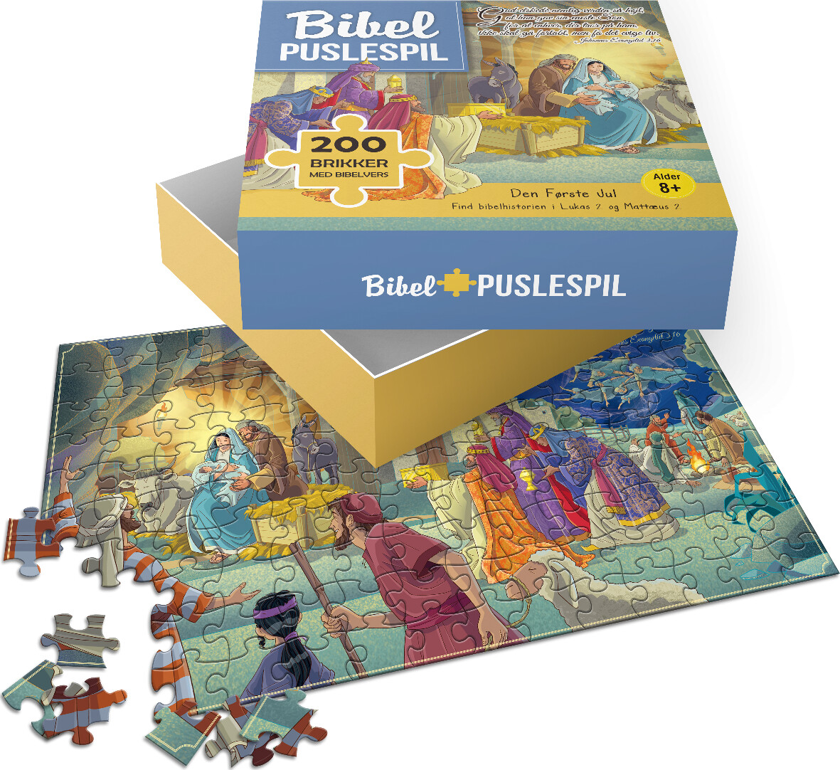 Bibel Puslespil Med Bibelvers - Den Første Jul - 200 Brikker