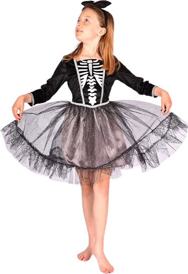 Den Goda Fen - Skeleton Dress W. Headband (110-116 Cm) (f77732)