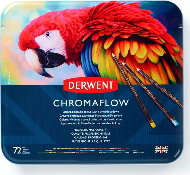 Derwent - Chromaflow Farveblyanter - 72 Stk I Metalæske