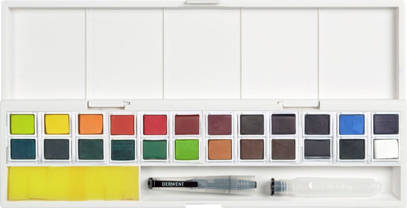 12: Derwent - Inktense Akvarelfarver - Paint Pan Studio Set - 24 Farver