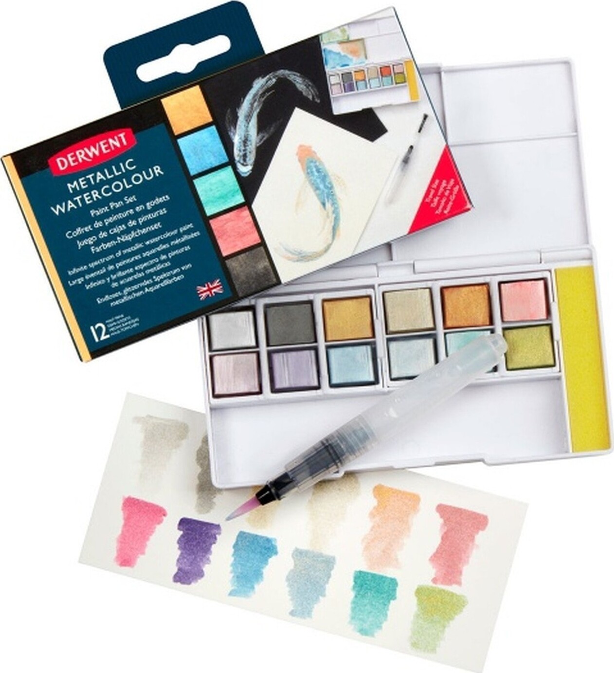 Derwent - Metallic Vandfarver - 12 Stk I Palette