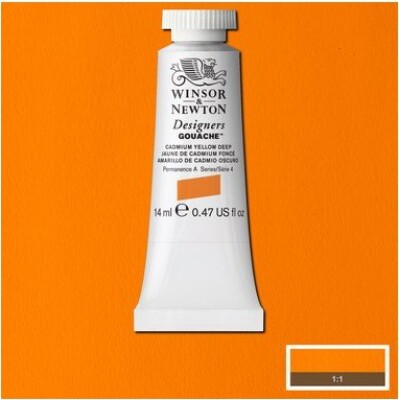 Winsor & Newton - Akvarelfarve - Gouache - Cadmium Yellow Deep 14 Ml