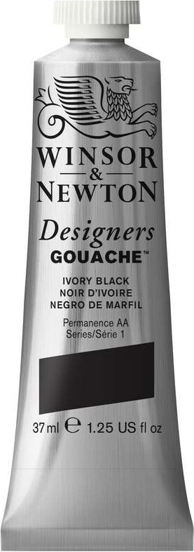 Winsor & Newton - Akvarelfarve - Designers Gouache - Ivory Black 37 Ml