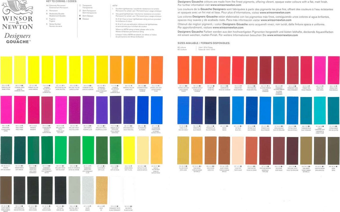 Winsor & Newton - Designers Gouache Colour Chart - 7540704 -