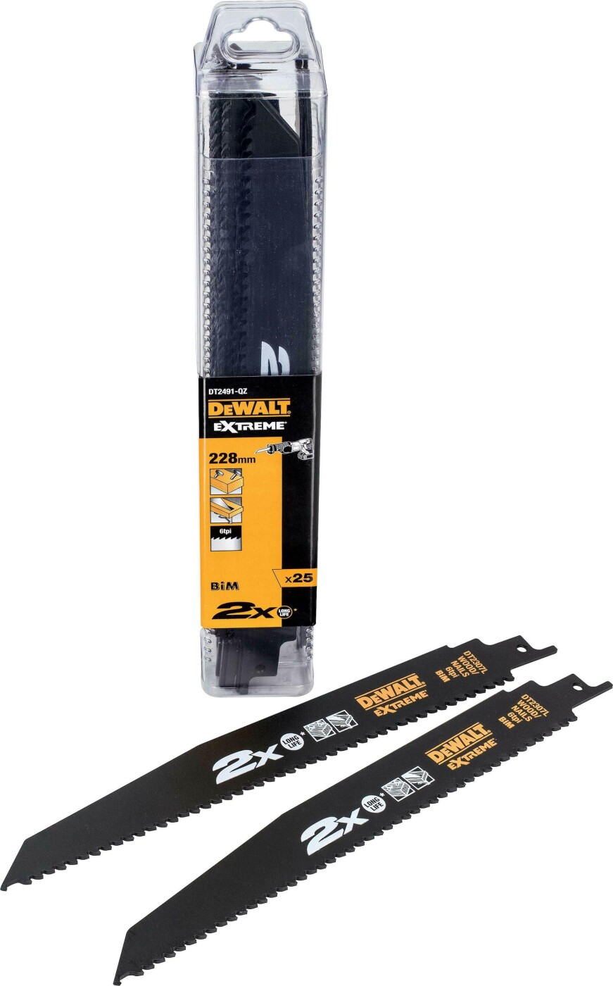 Dewalt Dt2491-qz Reciprocating Saw Blade 2x Bim 228x4.2mm Extra-thick Wood (25 Pcs)