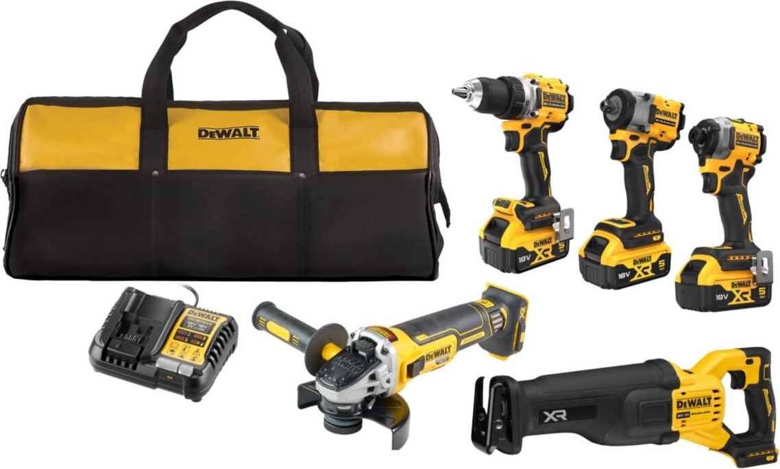 Dewalt Power Tool 5 Kit Dck509p3 3x5ah Charger Softbag
