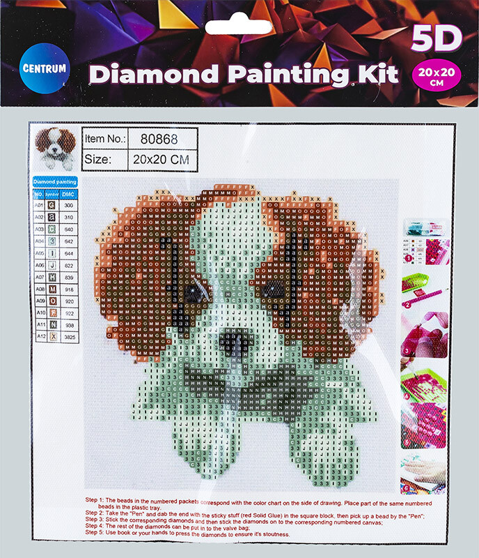 Diamond Painting Kit - 5d - 20x20 Cm - Hund