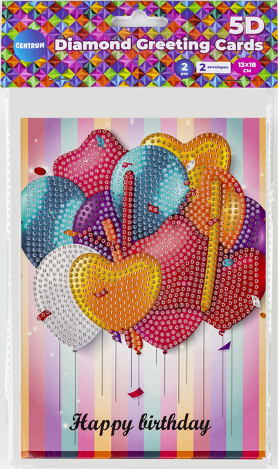 Diamond Painting Fødselsdagskort - 2 Stk - Centrum