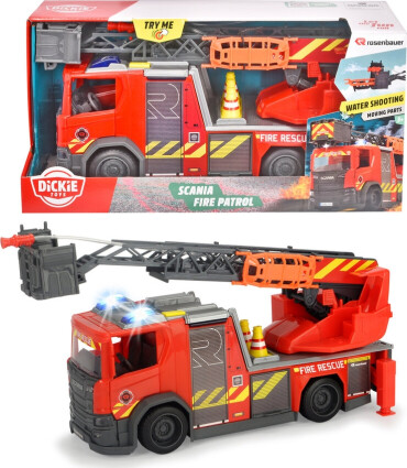 Dickie Toys - Scania Fire Patrol - Brandbil Legetøj Med Lys Og Lyd