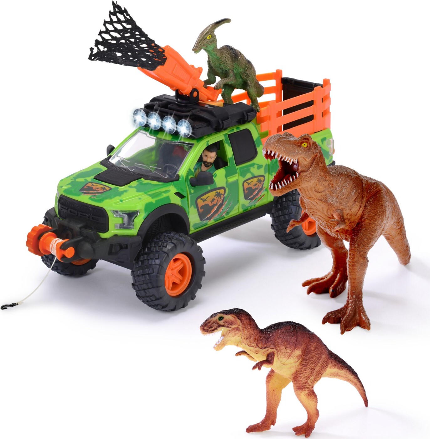 Dickie Toys - Dino Jæger - Bevægelige Dele - Inklusiv 3 Dinosaurer
