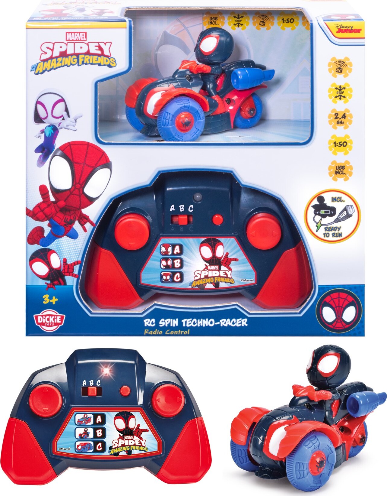 Spidey Amazing Friends - Fjernstyret Bil - Rc Miles Techno-racer