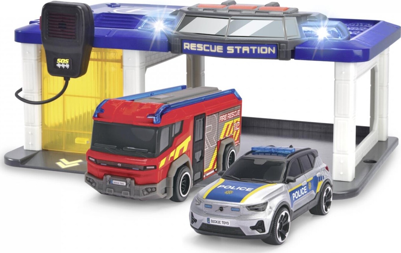 Dickie Toys - Rescue Station - Redningsstation Med Brandbil Og Politibil