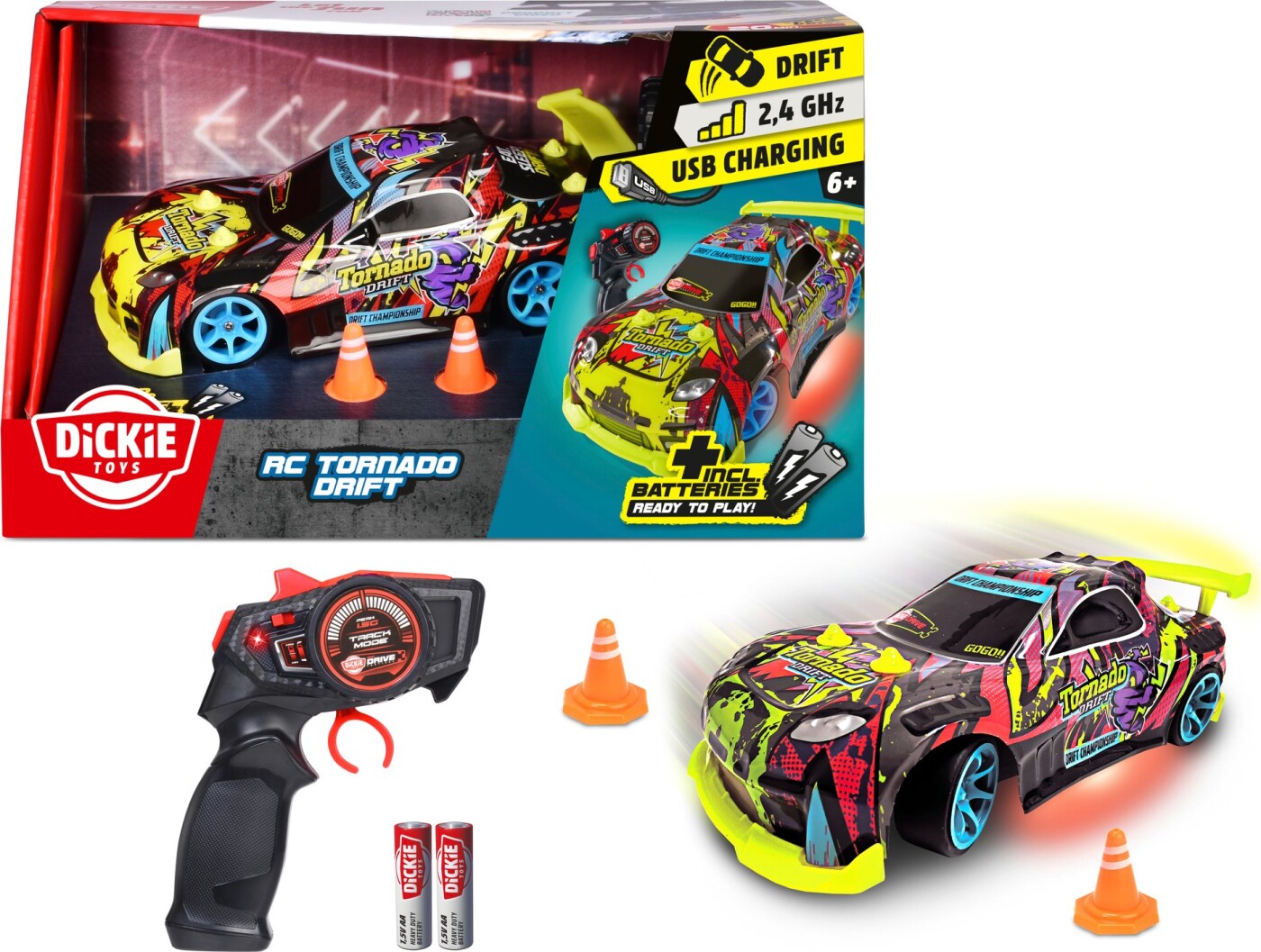 Dickie Toys - Rc Tornado Drift - Fjernstyret Bil