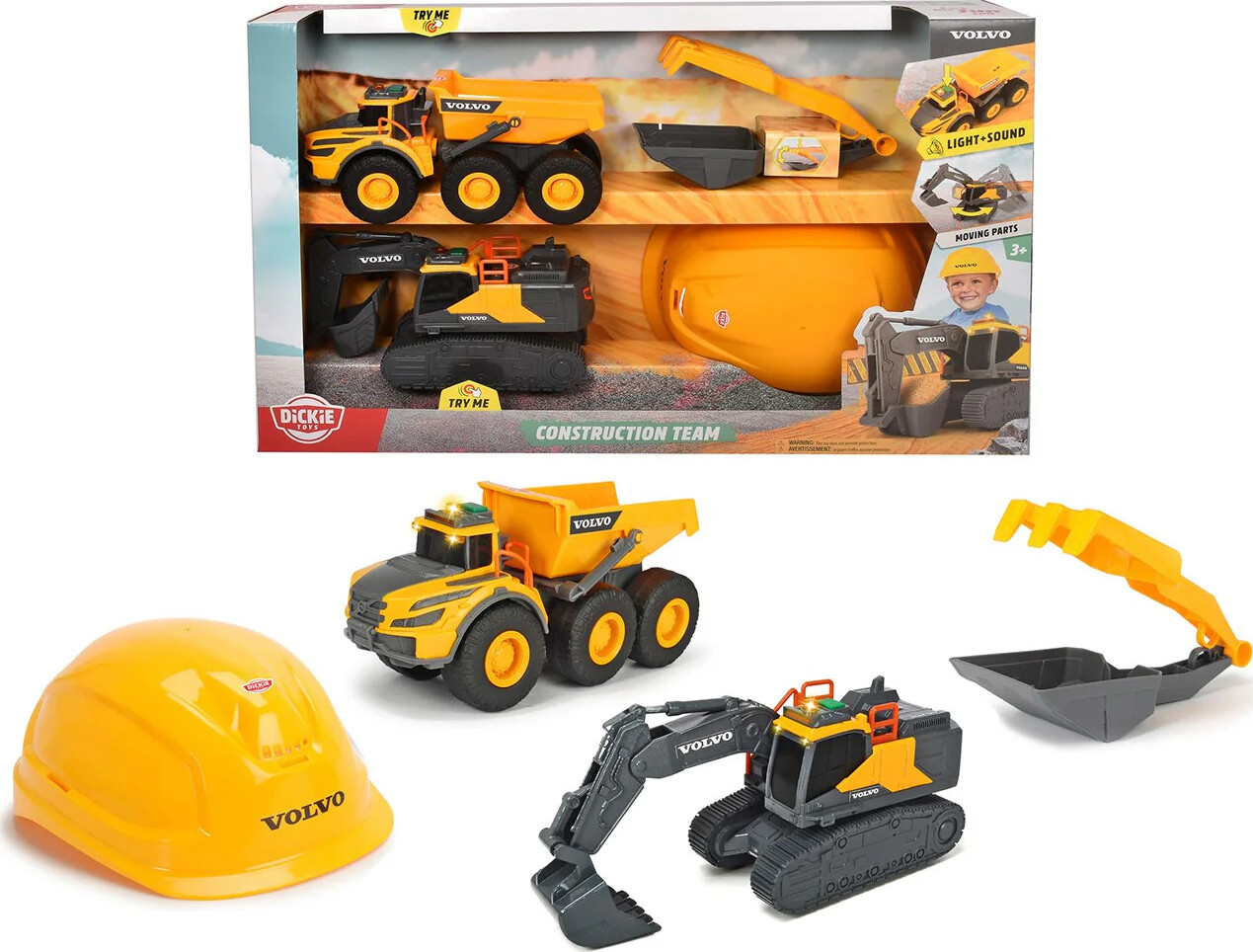Dickie Toys Arbejdsbiler-sæt - Construction Team - Lys/Lyd