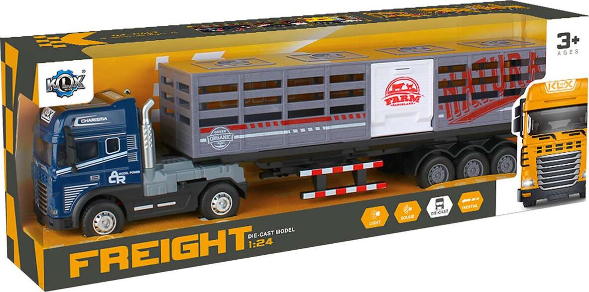 Die-cast Truck W/animal Trailer, Light & Sound - Klx Toys