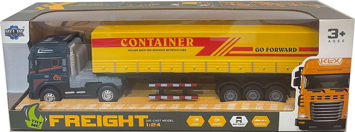 Die-cast Truck With Cargo Trailer W/light & Sound - Klx Toys