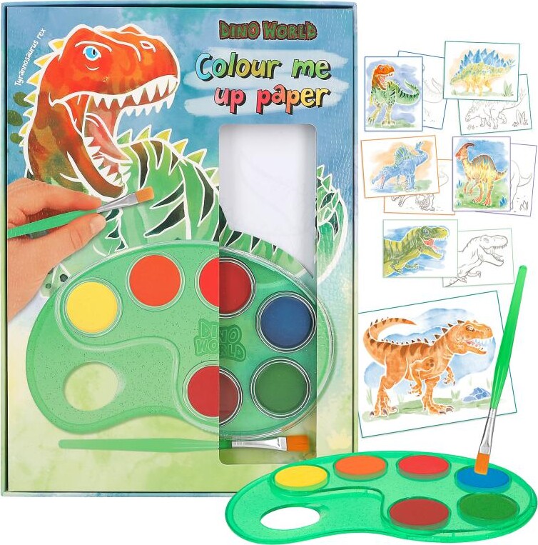 Dino World - Colour Me Up Paper - Malesæt Til Børn