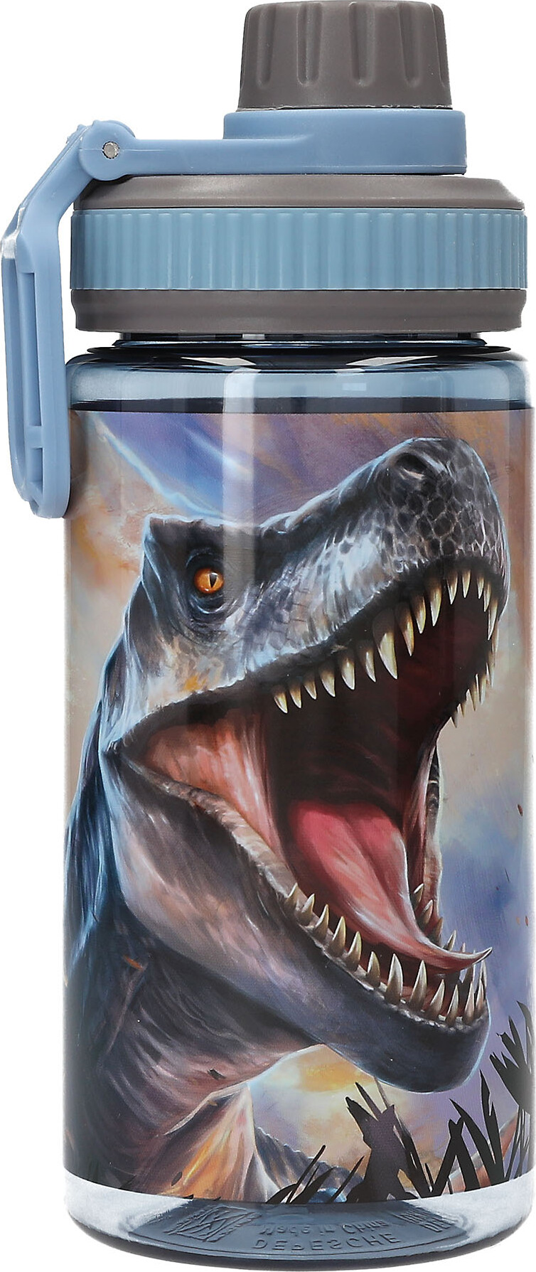 Dino World - Dinosaur Drikkedunk Til Børn - Grå Blå - 500 Ml