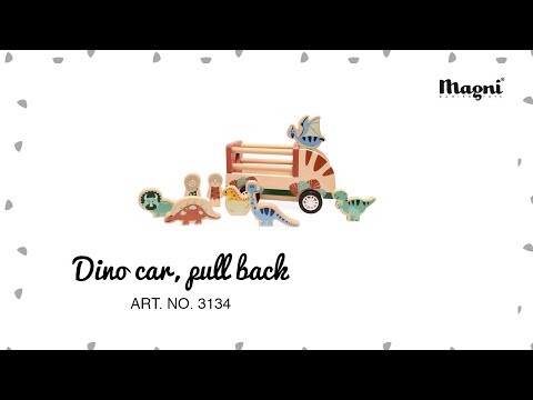 Dinosaur Bil I Træ Med 6 Dyr Og Pull Back