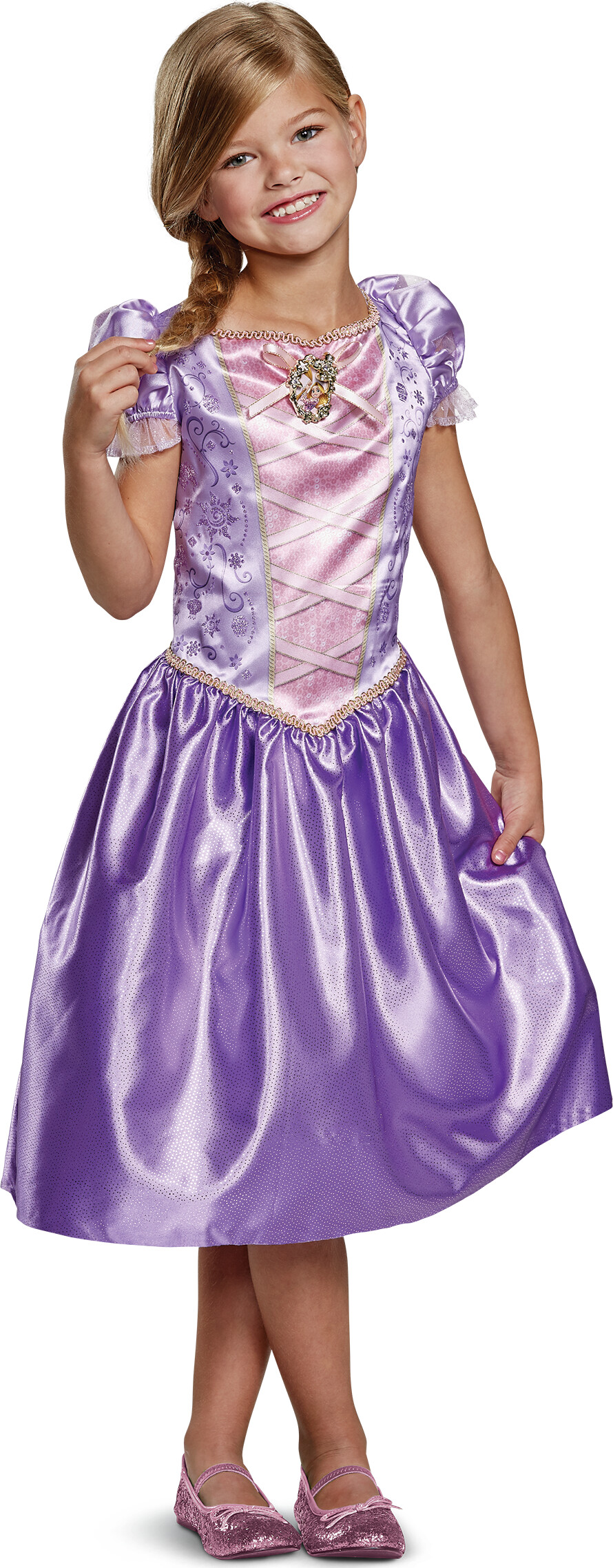 Billede af Rapunzel Kostume Til Børn - 128 Cm - Disney Princess