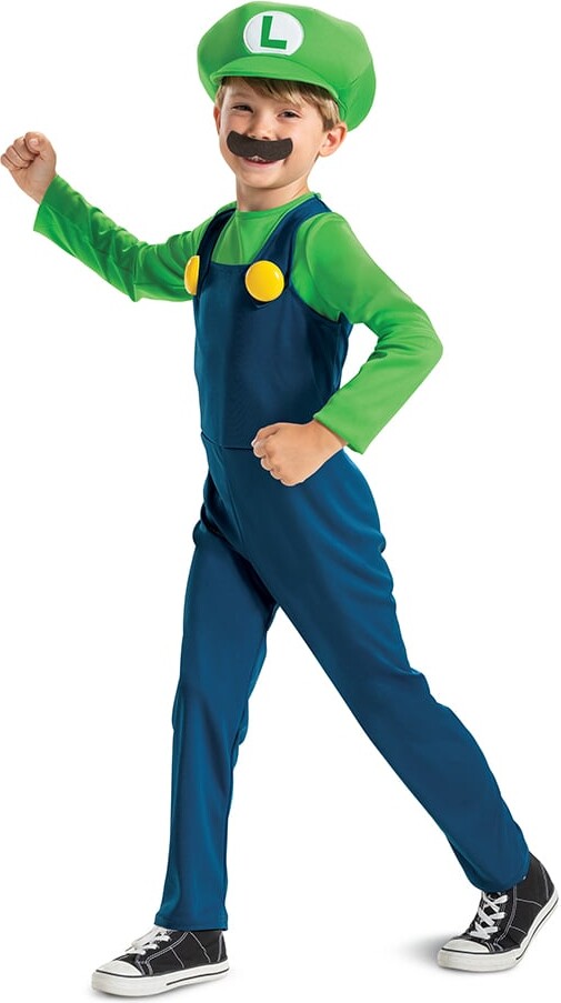 Luigi Kostume Til Børn - Super Mario - 116 Cm