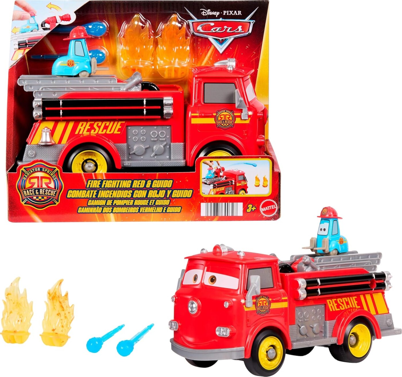 Disney Cars - Legetøjs Brandbil - Red & Guido - Race & Rescue