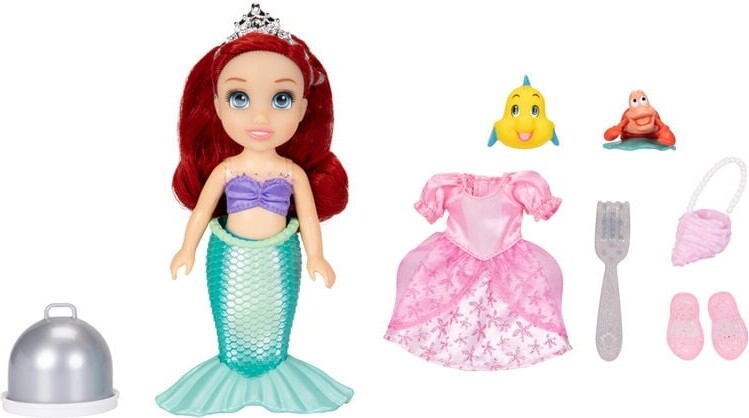 JAKKS Pacific Disney Princess 6 Inch Petite Doll med ekstra mode og tilbehør Sea to Land Ariel