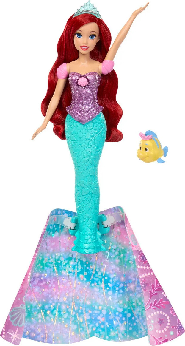 Disney Princess Ariel forvandlende modedukke - fra menneske til havfrue med Tumle og 2 accessories