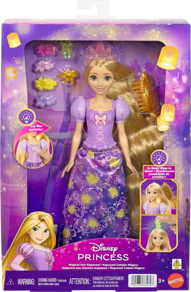 Disney Princess - Rapunzel Dukke - Lysende Hår - Mattel Jhl46