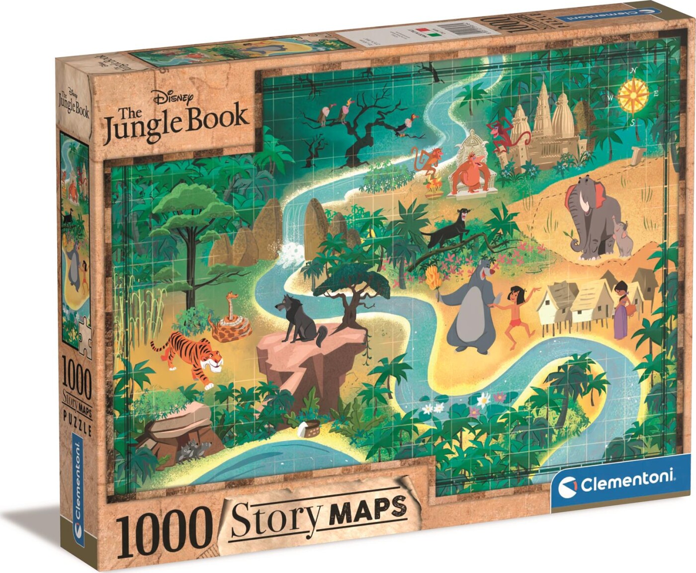 Disney Puslespil - Junglebogen - Story Maps - 1000 Brikker - Clementoni