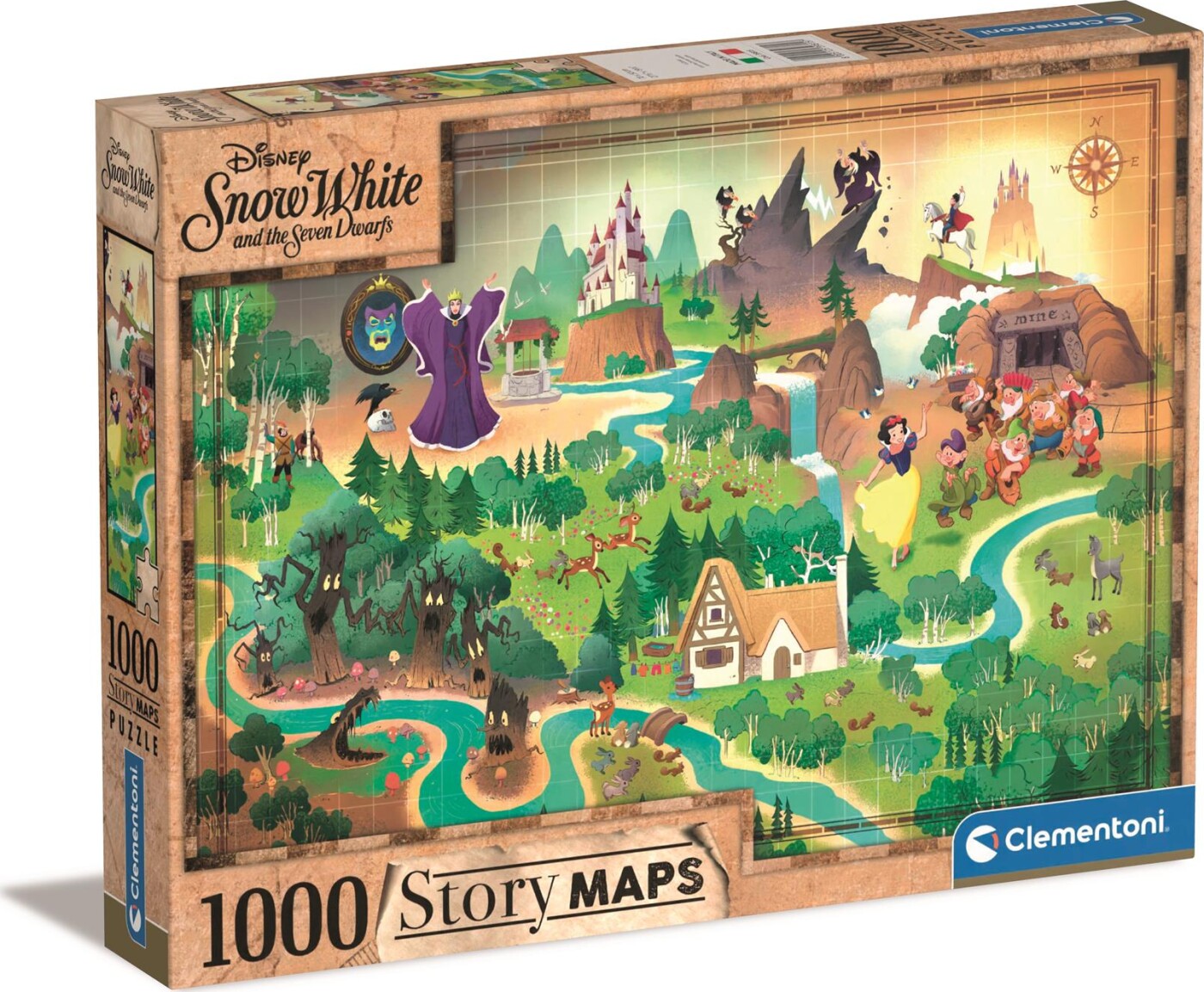 Billede af Disney Puslespil - Snehvide - Story Maps 1000 Brikker - Clementoni