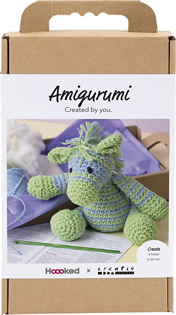 Diy Kit Amigurumi - Zebra - Lys Blå - Lys Grøn