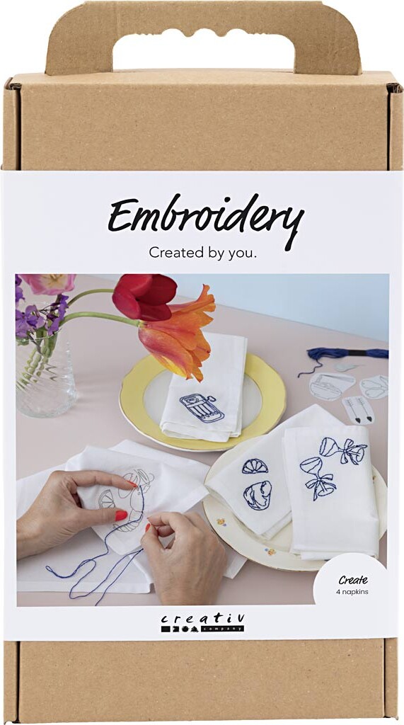 Diy Kit Broderi - Servietter - Off White