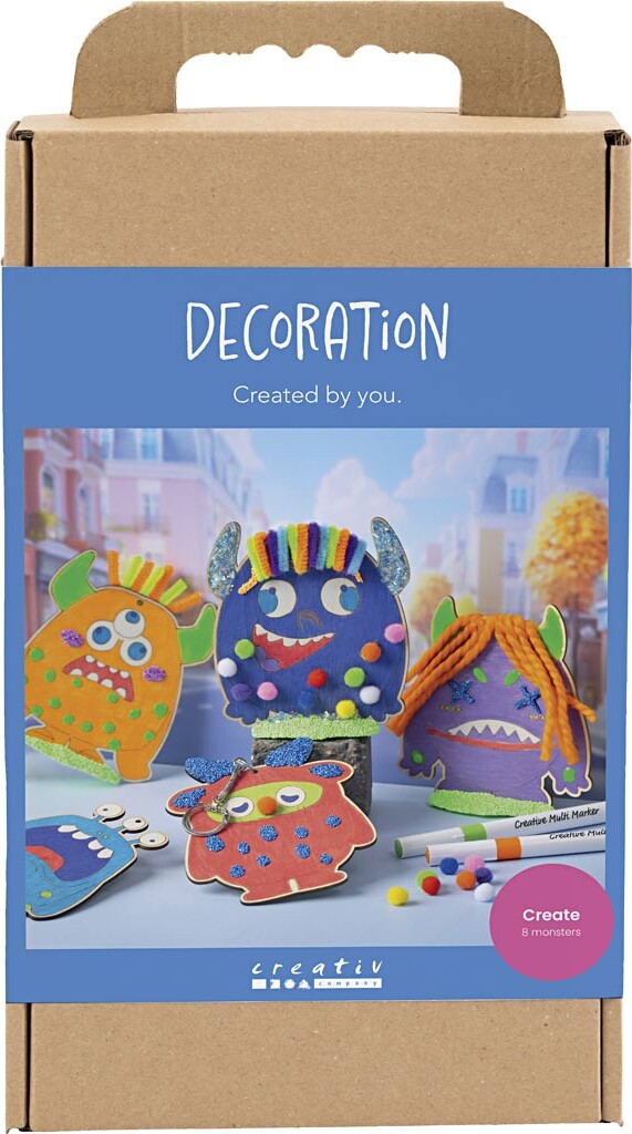 Diy Kit Dekoration - Monstre - Colorful - Glade Farver - Stærke Farver
