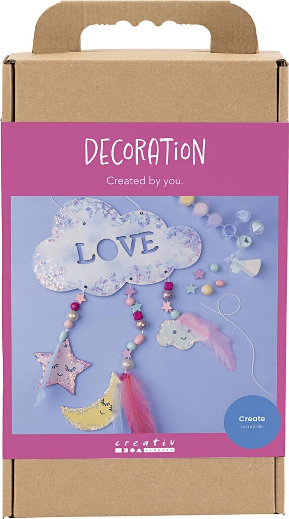 Diy Kit Dekoration - Sky - Måne - Stjerne - Glitterfarver - Pastelfarver