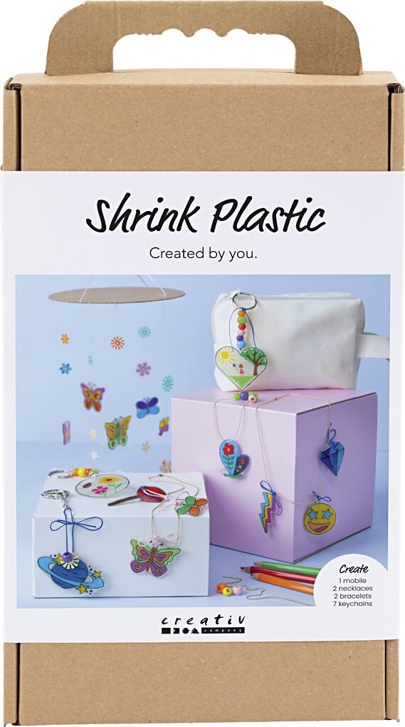 Diy Kit Krympeplast - Uro - Halskæde - Armbånd - Nøgleringe - Assorterede Farver