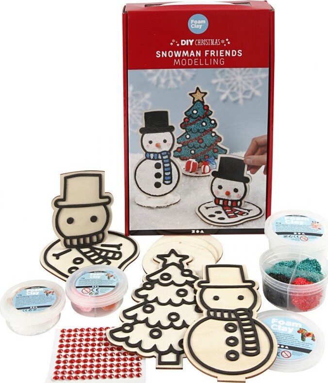 Foam Clay - Diy Kit - Lav Selv Julepynt - Snemand Og Juletræ