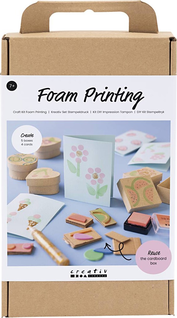 Diy Kit Stempeltryk - Dekorerede æsker Og Kort - Beige - Mellem Grøn - Mint - Klar Rød - 1pk. billede