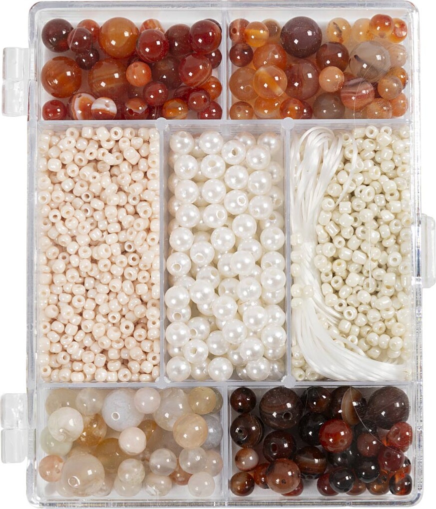 Diy Mix Smykker - Agater - Str. 2,6-10 Mm - Hulstr. 0,8-1,8 Mm - Assorterede Farver billede