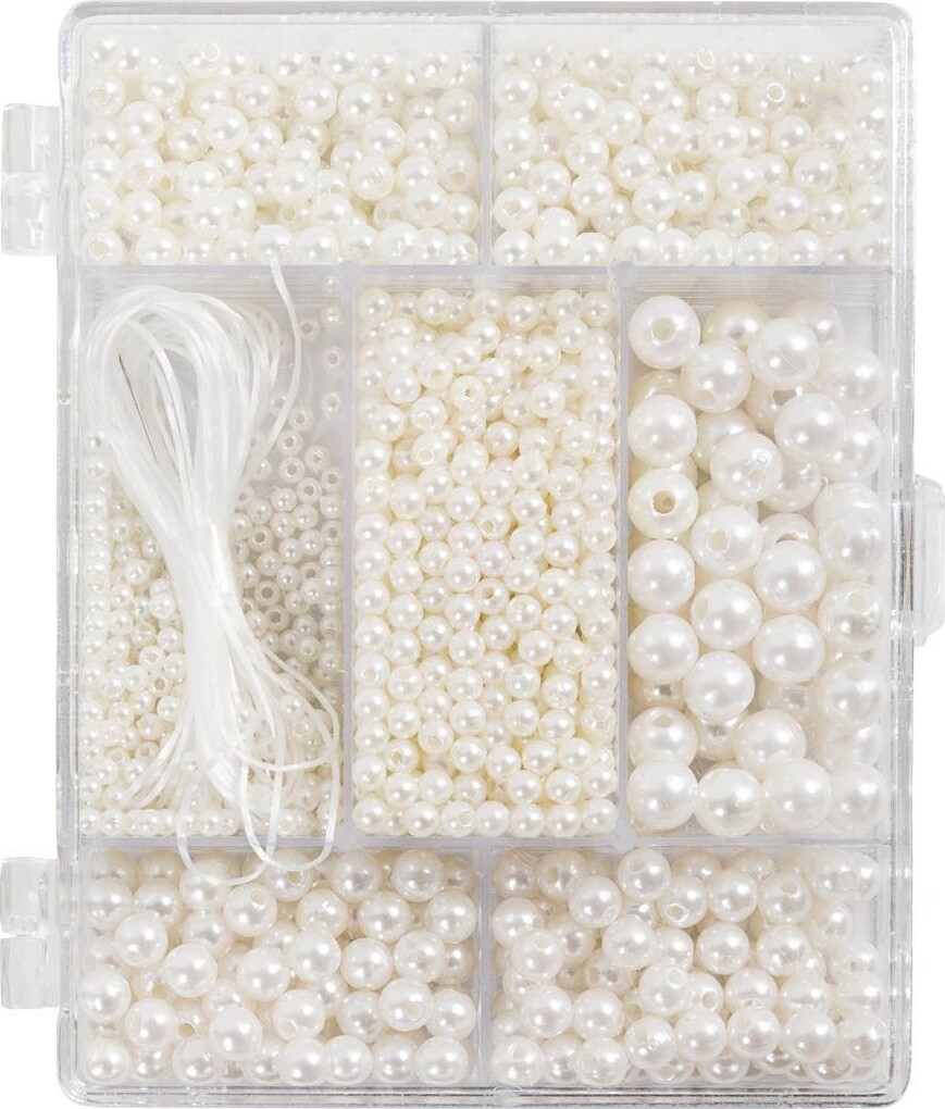 Diy Mix Smykker - Halskæde Og Armbånd - Hvid Perlemor - 1pk. billede